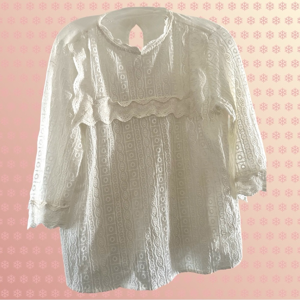 Zara Elegant White Lace Women's Top